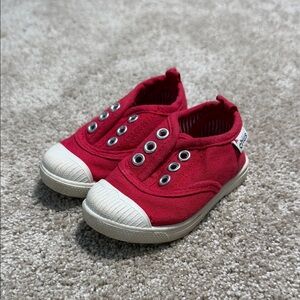 Kids Red Canvas Slip-On Sneakers
